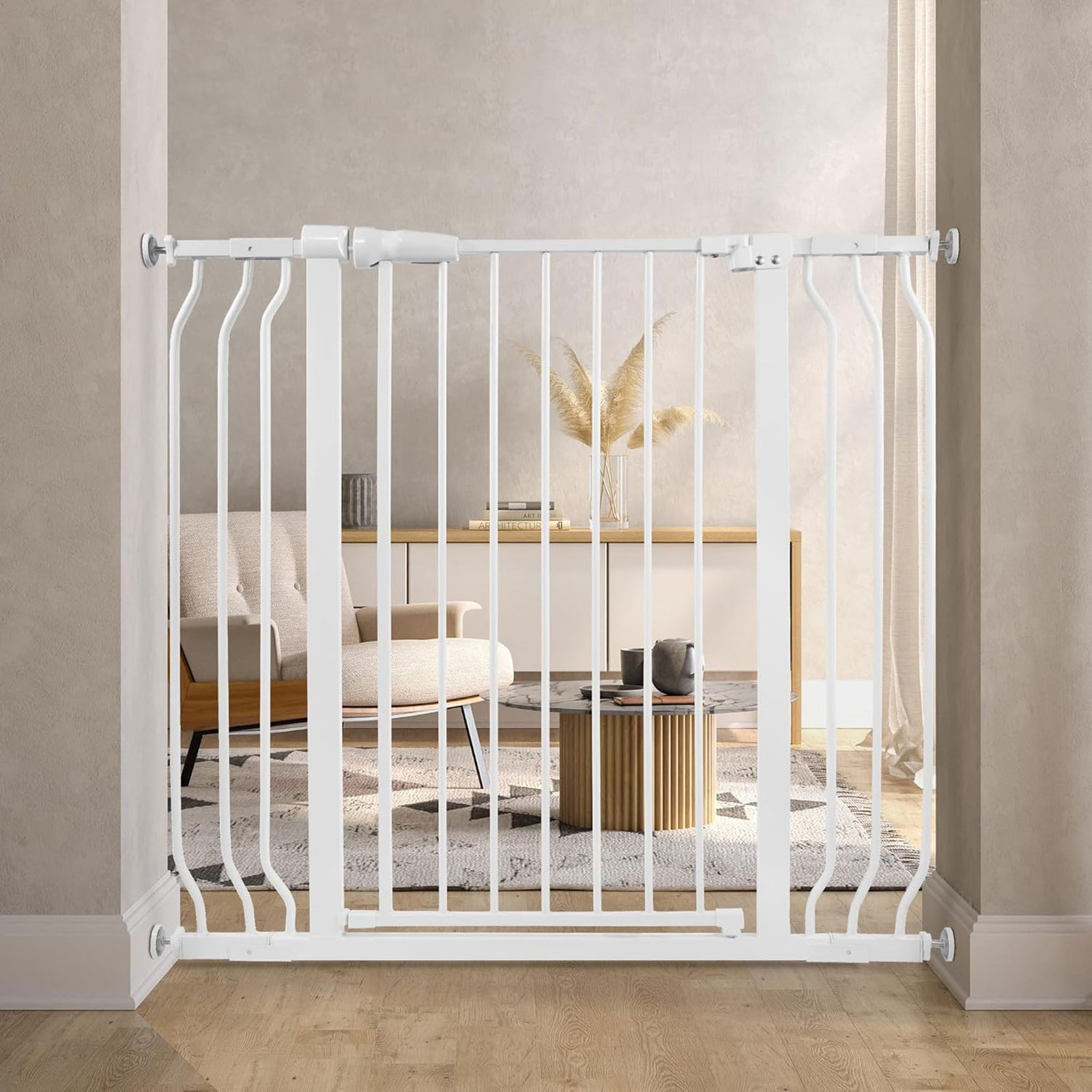 BalanceFrom Walk Thru Safety Gate, Fits 29.1-43.3" Openings, 36” Tall, White - VMInnovations