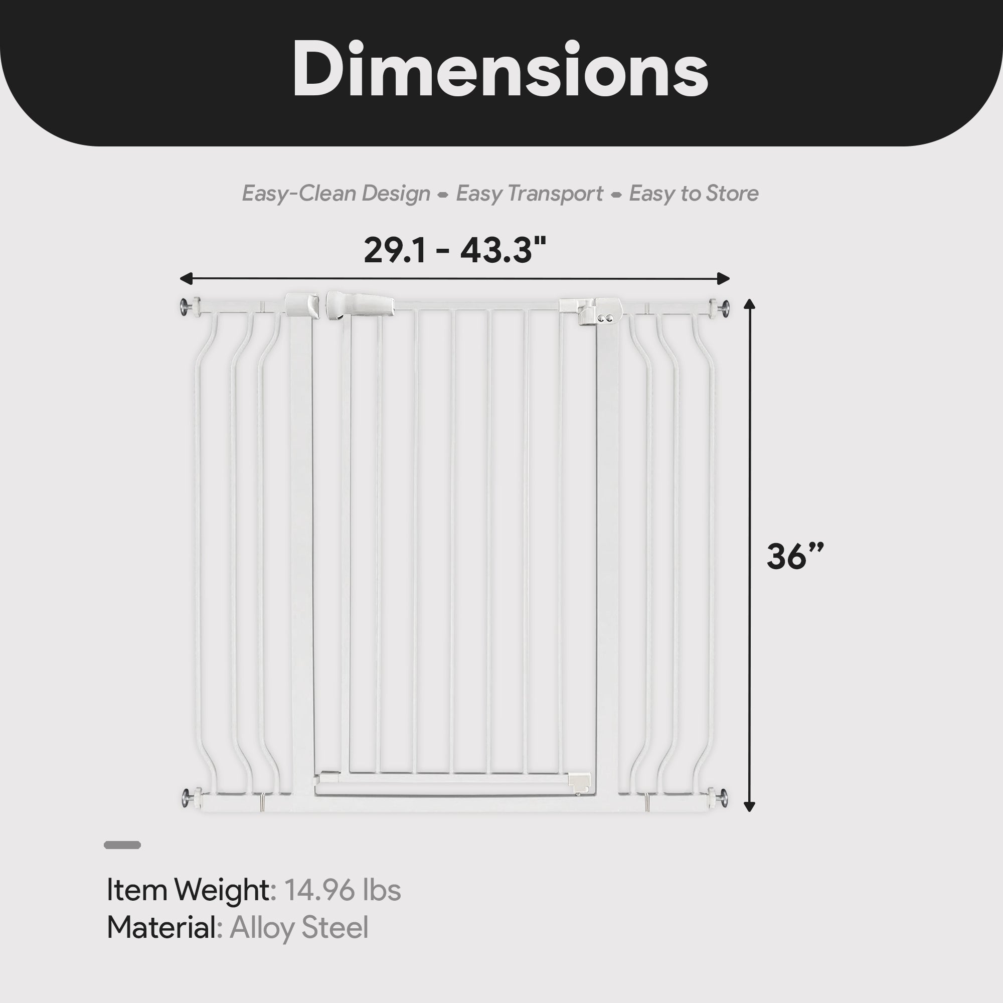 BalanceFrom Walk Thru Safety Gate, Fits 29.1-43.3" Openings, 36” Tall (Open Box) - VMInnovations