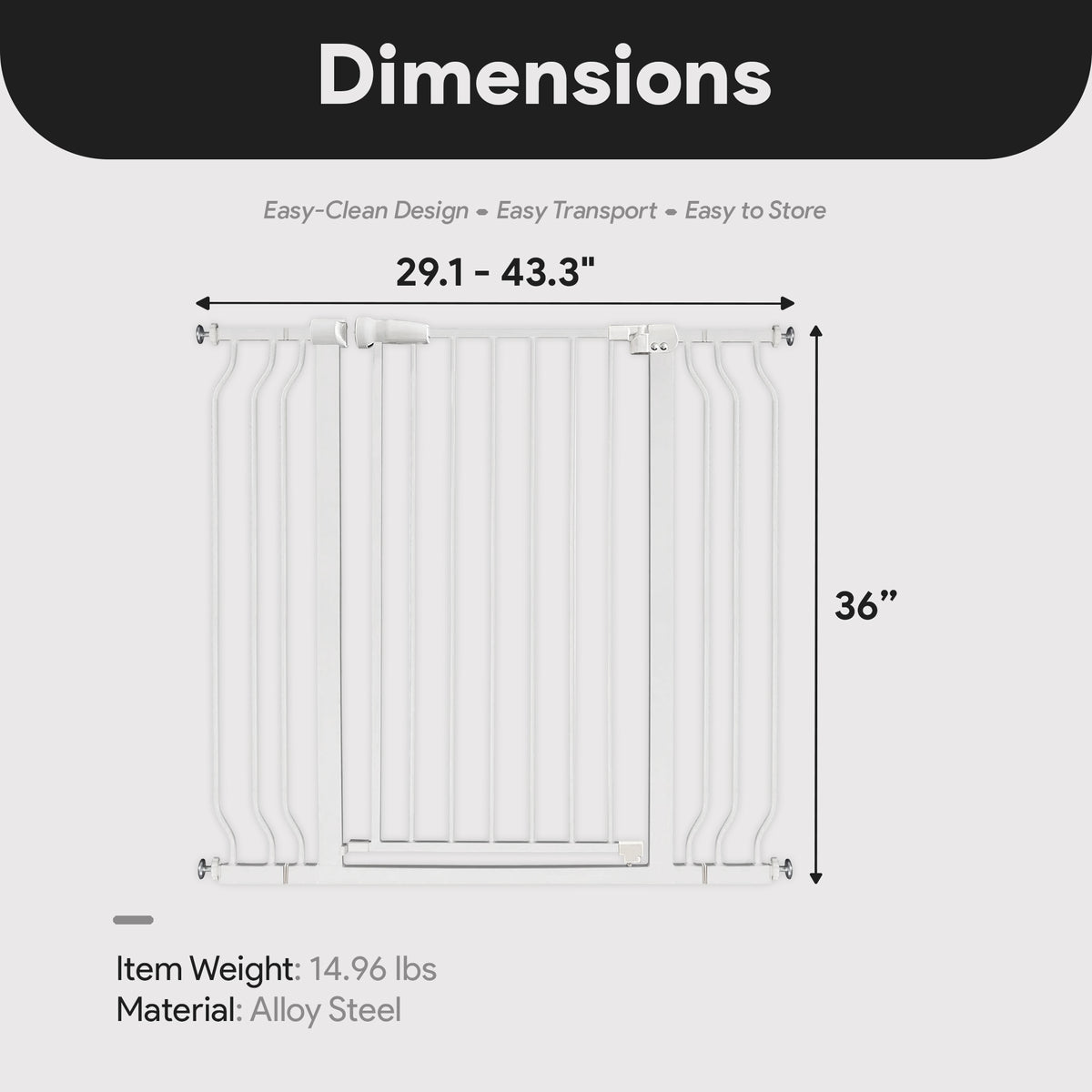 BalanceFrom Walk Thru Safety Gate, Fits 29.1-43.3" Openings, 36” Tall (Open Box) - VMInnovations