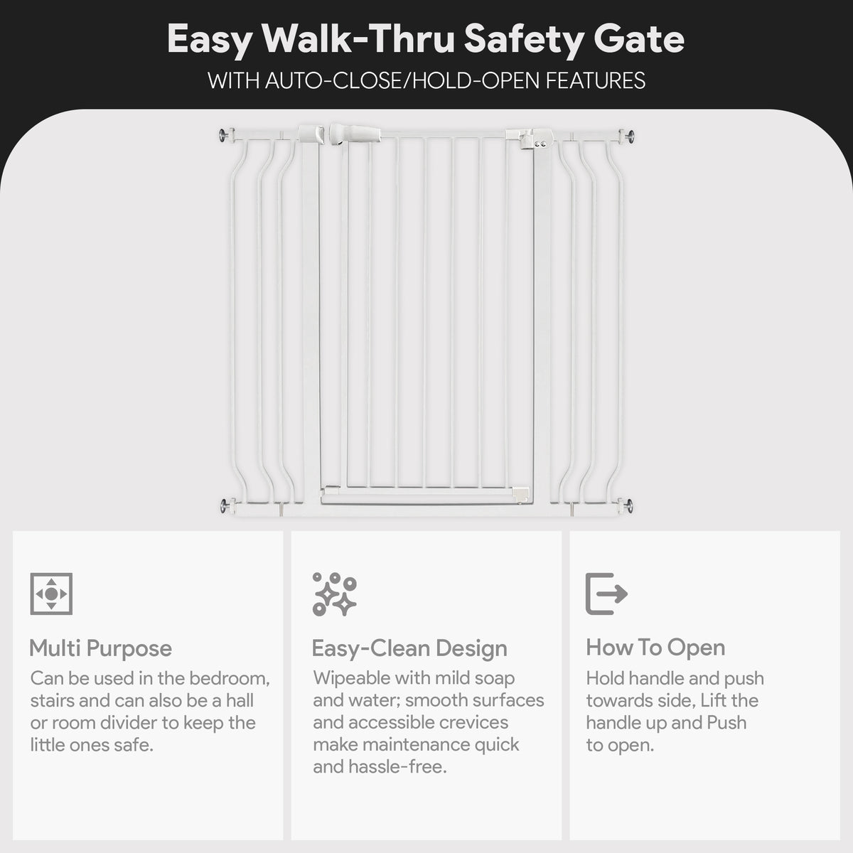 BalanceFrom Walk Thru Safety Gate, Fits 29.1-43.3" Openings, 36” Tall (Open Box) - VMInnovations
