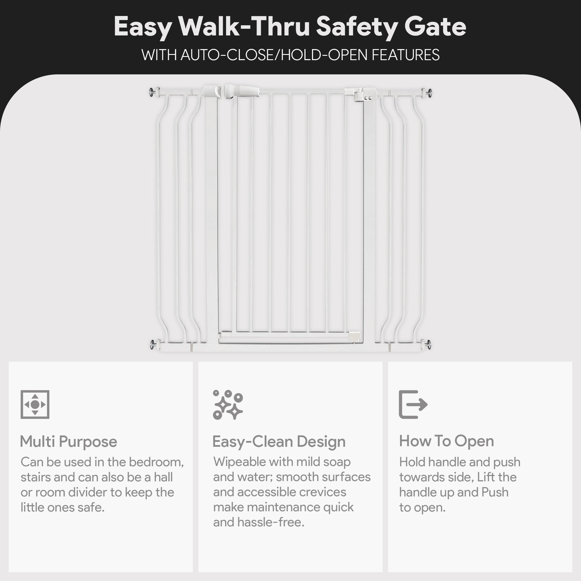 BalanceFrom Walk Thru Safety Gate, Fits 29.1-43.3" Openings, 36” Tall (Open Box) - VMInnovations