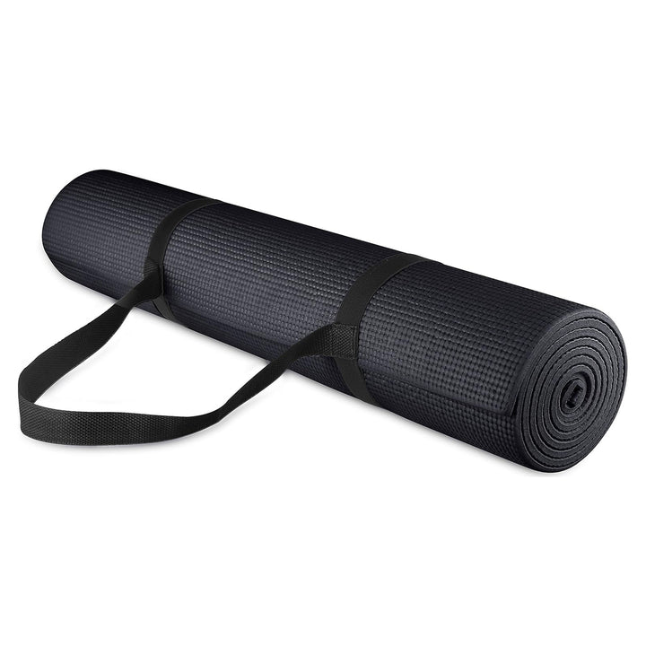 Fitvids 1/4” High Density Thick Non Slip Yoga Mat & Carry Strap, Black (Used)