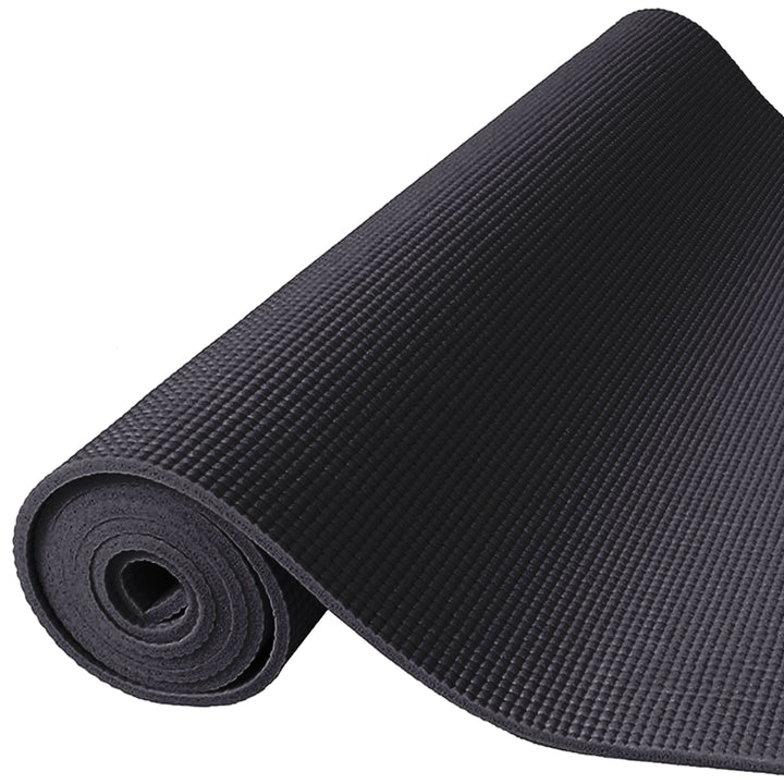 Fitvids 1/4” High Density Thick Non Slip Workout Yoga Mat and Carry Strap, Black