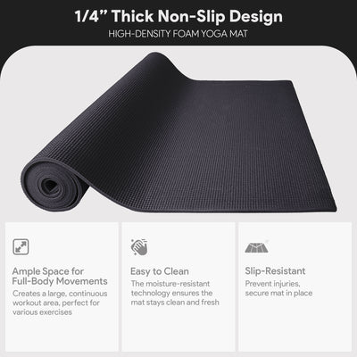 Fitvids 1/4” High Density Thick Non Slip Workout Yoga Mat&Carry Strap(Open Box)