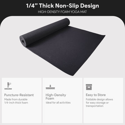 Fitvids 1/4” High Density Thick Non Slip Workout Yoga Mat&Carry Strap(Open Box)