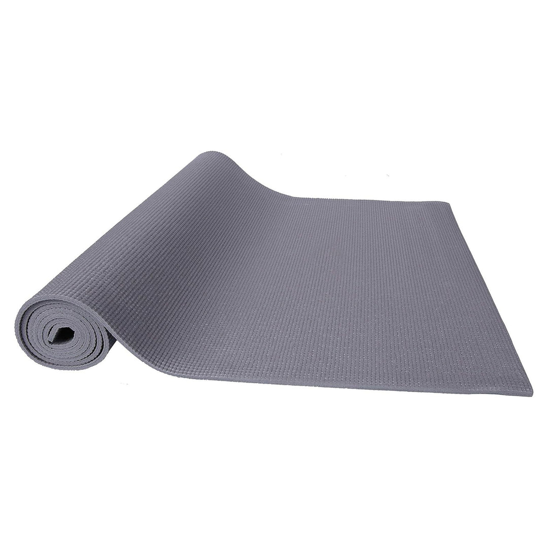 Fitvids 1/4” High Density Thick Non Slip Workout Yoga Mat and Carry Strap, Grey