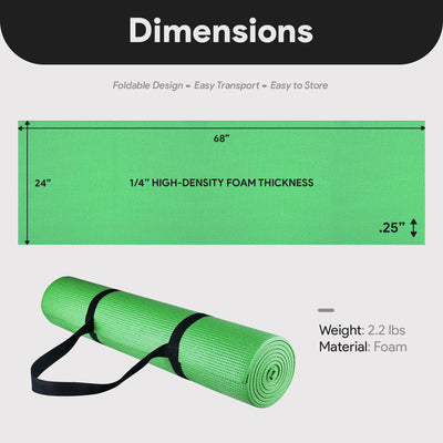 Fitvids 1/4” High Density Thick Non Slip Workout Yoga Mat & Carry Strap (Used)