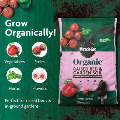 Miracle-Gro 3 Pack Organic Raised Bed Garden Soil and Quick Release Fertilizer