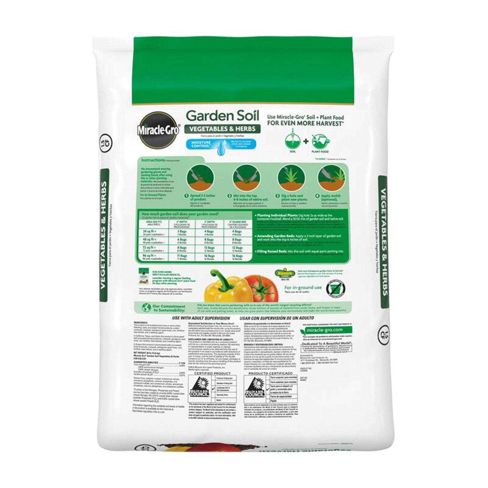 Miracle-Gro 3 Pack Garden Soil In-Ground Vegetable and Herb Gardening, 1.5 Cu Ft