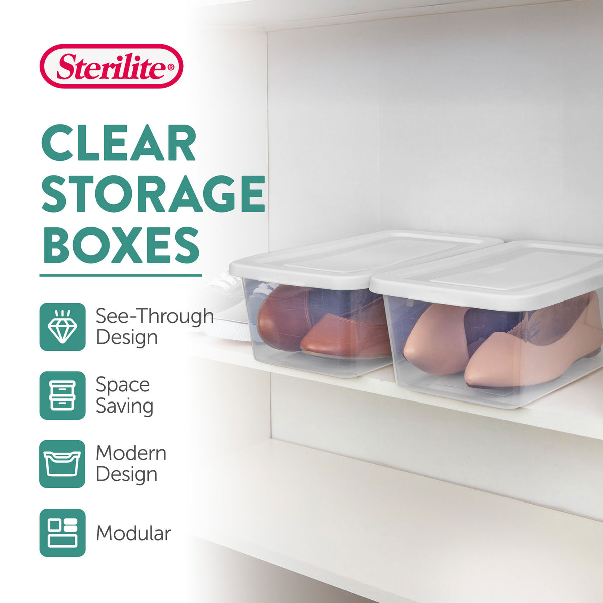 Sterilite 6 Quart Storage Box Stackable Bin with Lid, Plastic Container, 12 Pack - VMInnovations