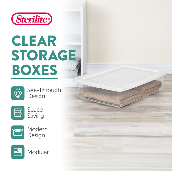 Sterilite 28 Qt Storage Box, Stackable Plastic Container Home Organizer, 20 Pack