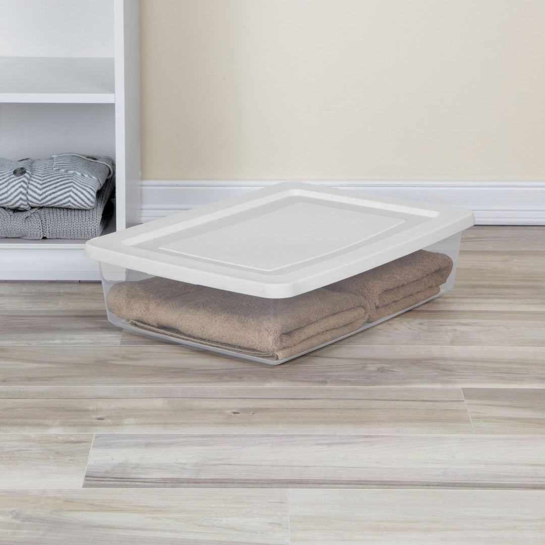 Sterilite 28 Qt Storage Box, Stackable Plastic Container Home Organizer, 10 Pack