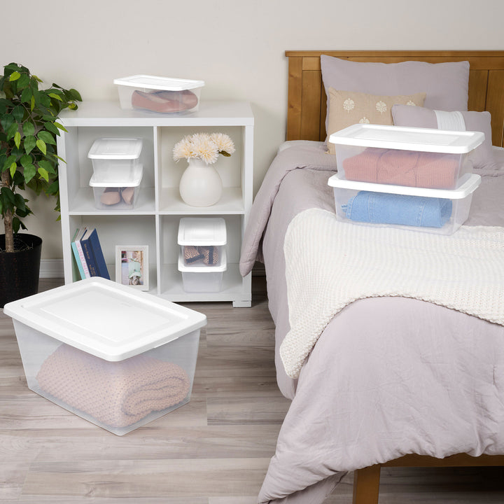 Sterilite 58 Qt Storage Box, Stackable Plastic Container Home Organizer, 16 Pack