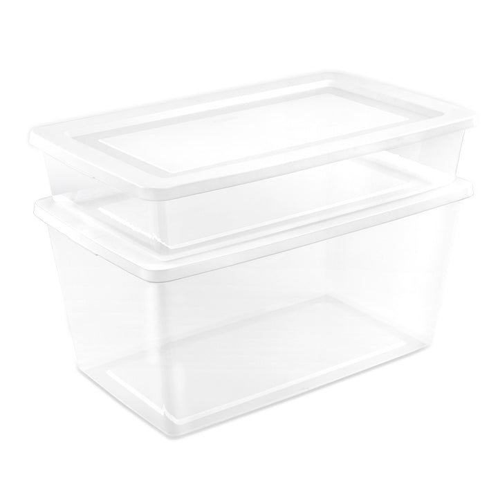 Sterilite 41 Qt Storage Box, Stackable Plastic Container, Home Organizer, White