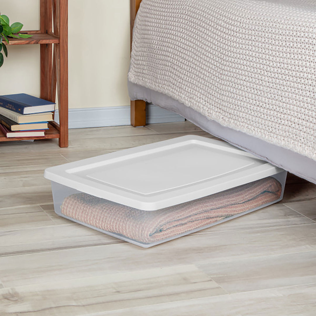 Sterilite 41 Qt Storage Box, Stackable Plastic Container, Home Organizer, White