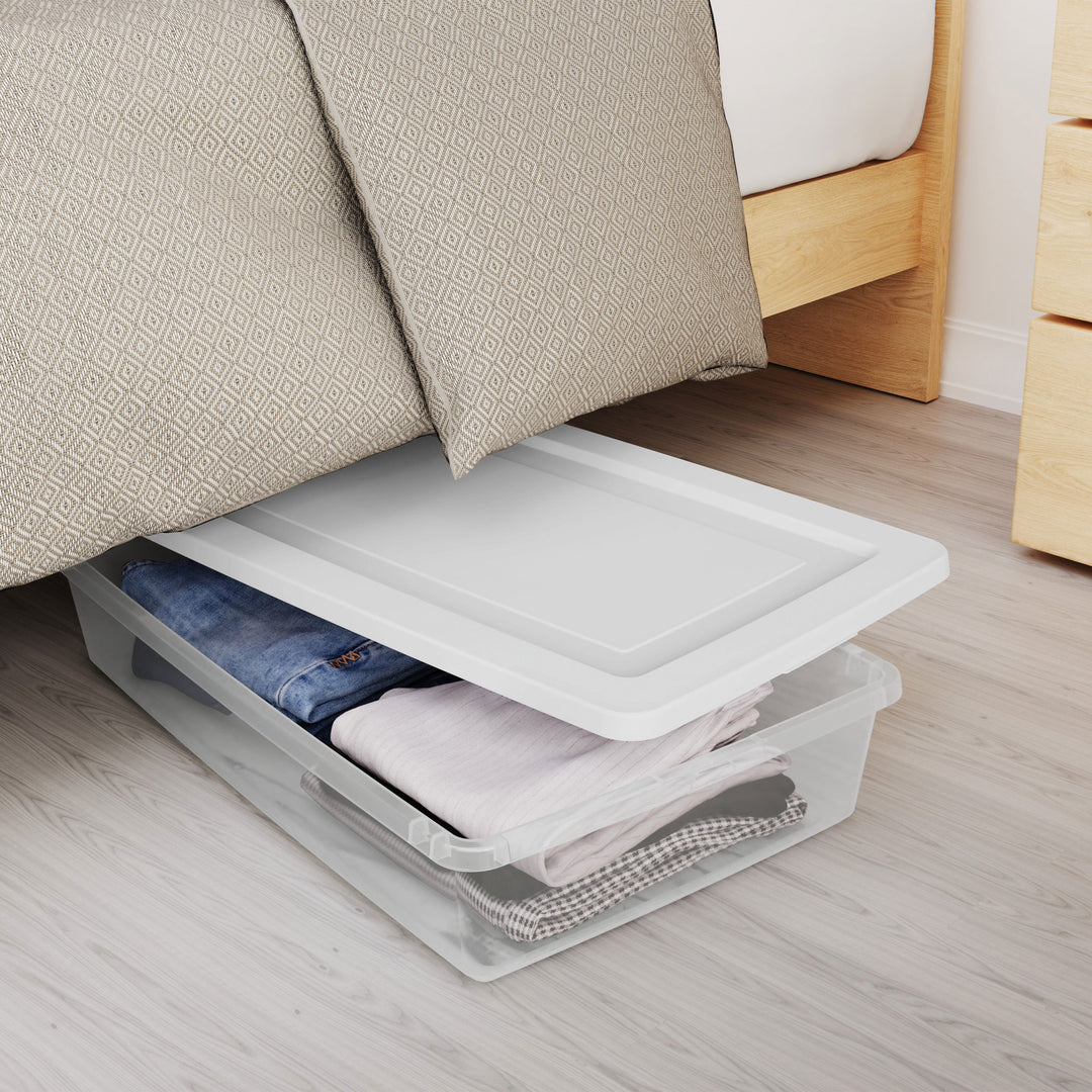 Sterilite 41 Qt Storage Box, Stackable Plastic Container, Home Organizer, White