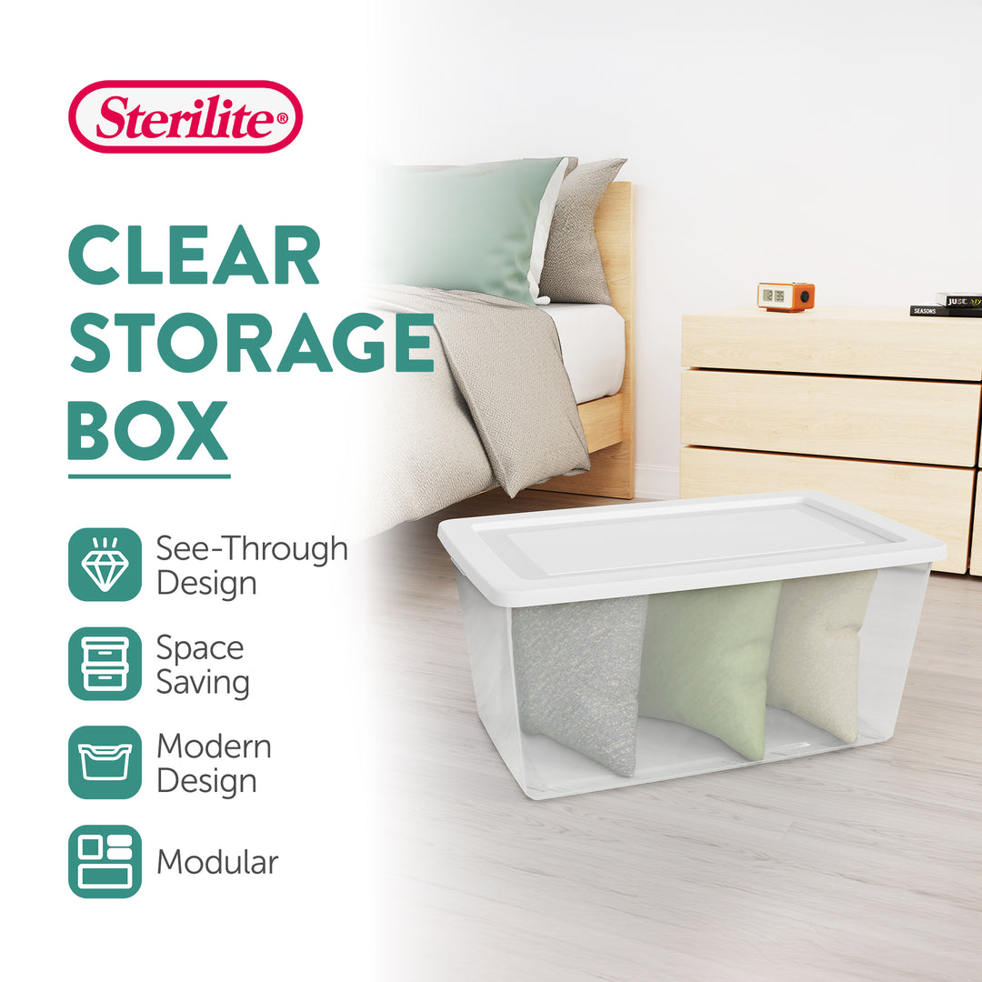 Sterilite 90 Qt Storage Box, Stackable Plastic Container Home Organizer, 12 Pack