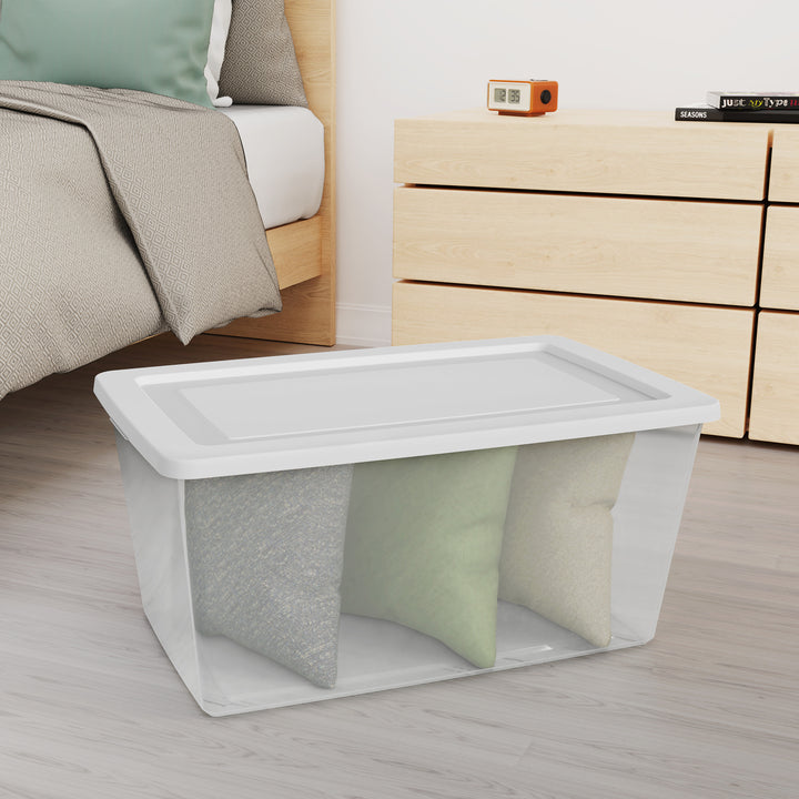 Sterilite 90 Qt Storage Box, Stackable Plastic Container Home Organizer, 12 Pack