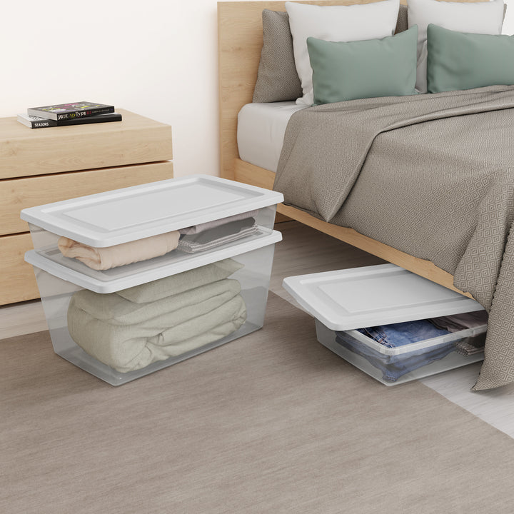 Sterilite 90 Qt Storage Box, Stackable Plastic Container, Home Organizer, 8 Pack