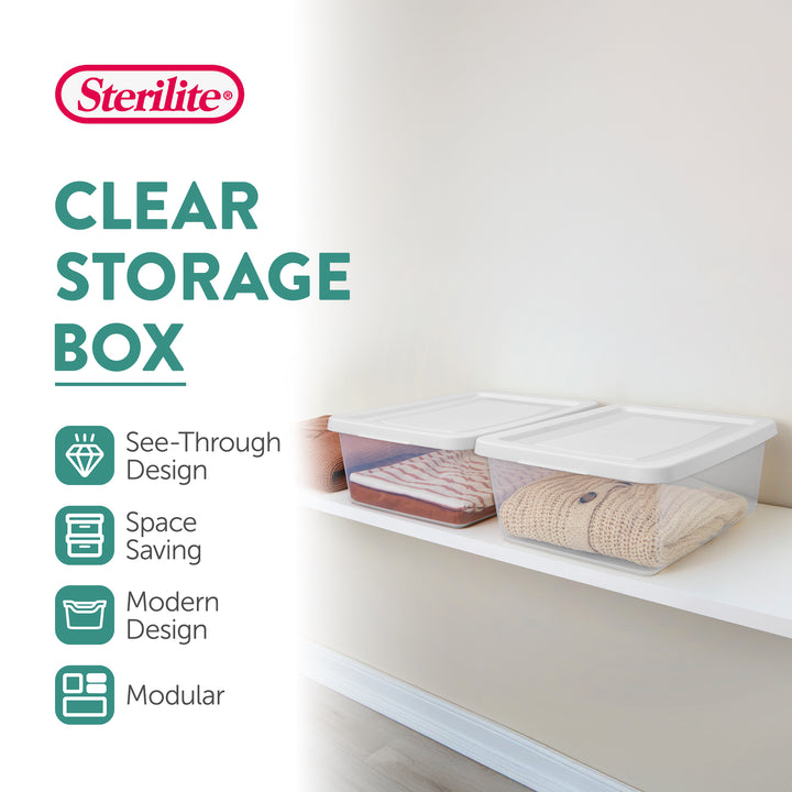 Sterilite 12Qt Storage Box, Stackable Plastic Container, Home Organizer, 12 Pack