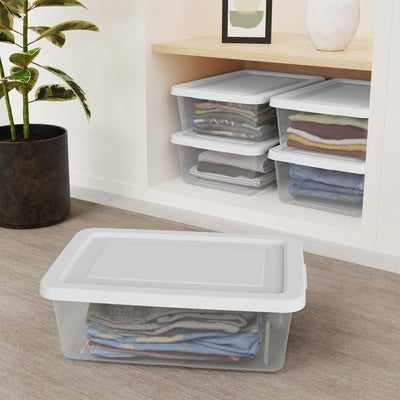 Sterilite 12 Qt Storage Box, Stackable Plastic Container Home Organizer, 15 Pack