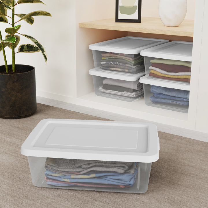 Sterilite 12 Qt Storage Box, Stackable Plastic Container Home Organizer, 60 Pack