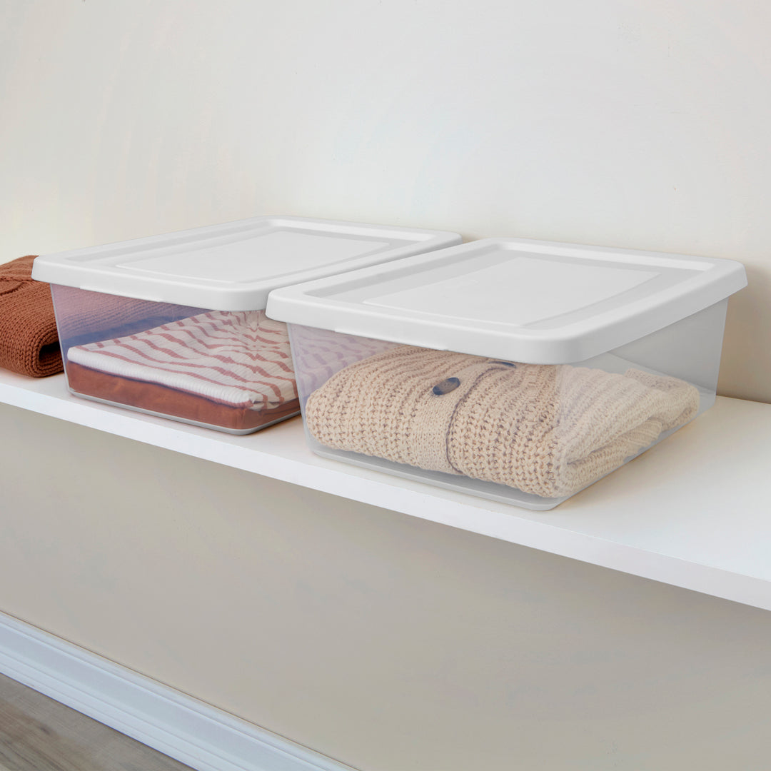 Sterilite 12 Qt Storage Box, Stackable Plastic Container Home Organizer, 60 Pack