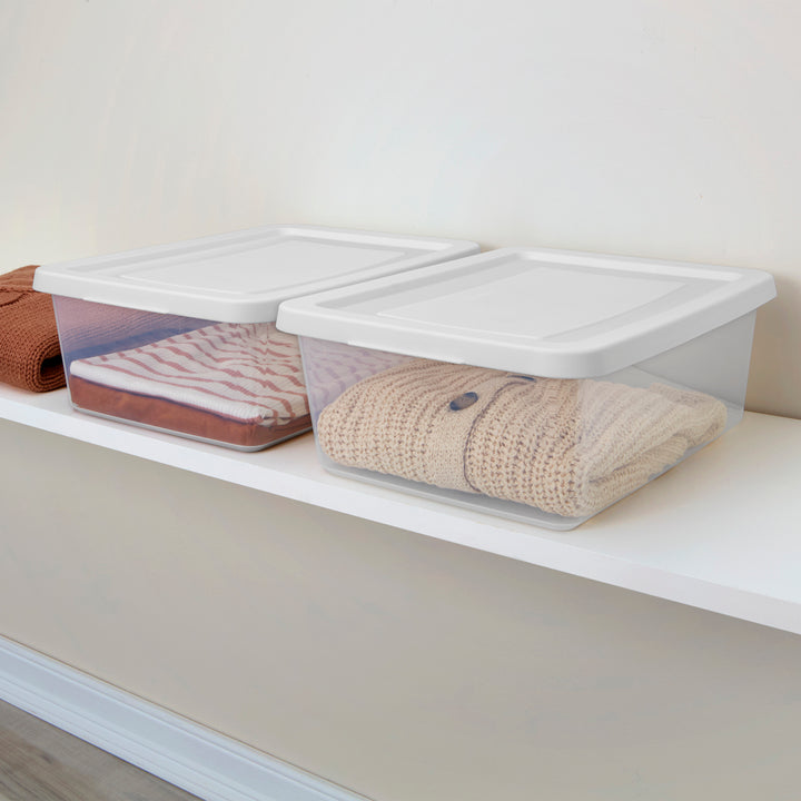 Sterilite 12 Qt Storage Box, Stackable Plastic Container Home Organizer, 60 Pack