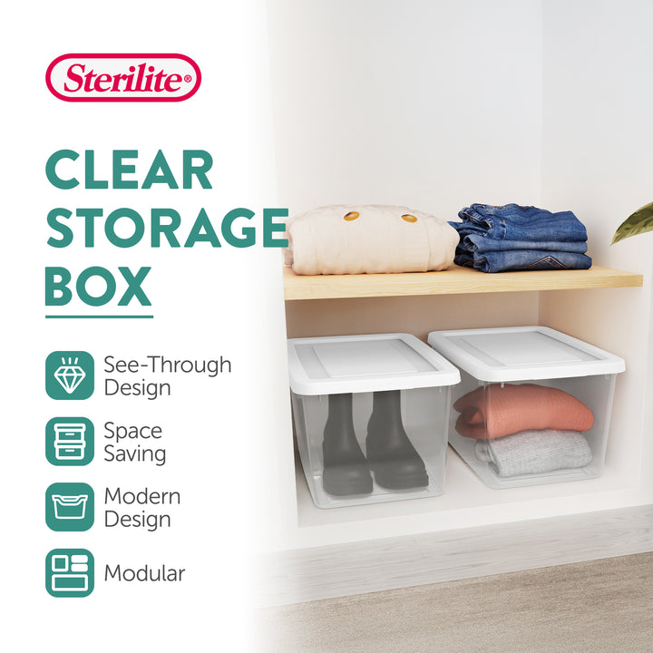 Sterilite 20 Qt Storage Box, Stackable Plastic Container Home Organizer, 16 Pack