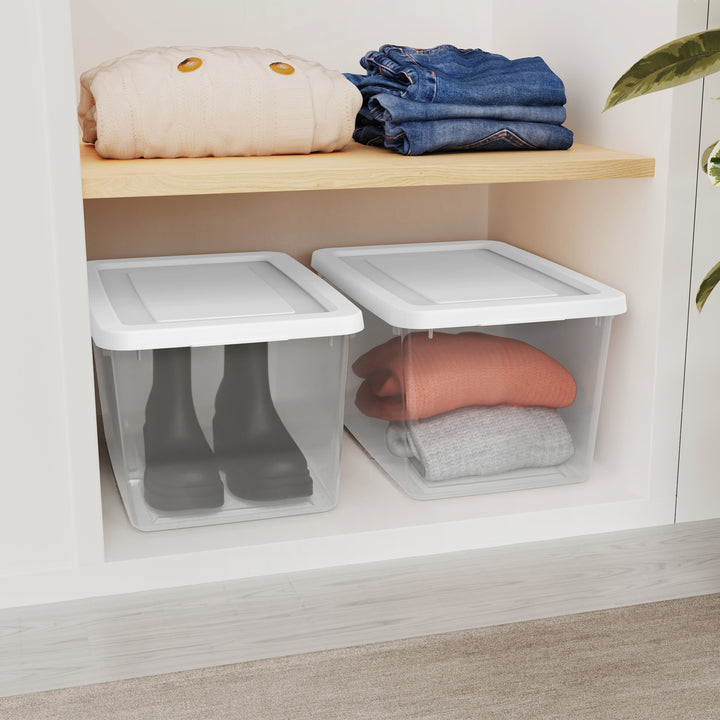 Sterilite 20 Qt Storage Box, Stackable Plastic Container Home Organizer, 32 Pack - VMInnovations