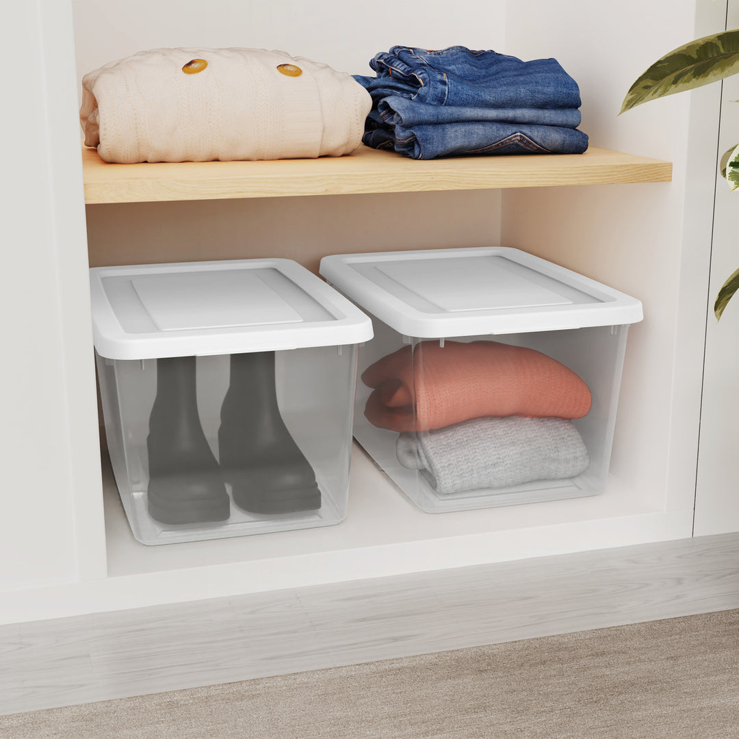 Sterilite 20 Qt Storage Box, Stackable Plastic Container Home Organizer, 16 Pack