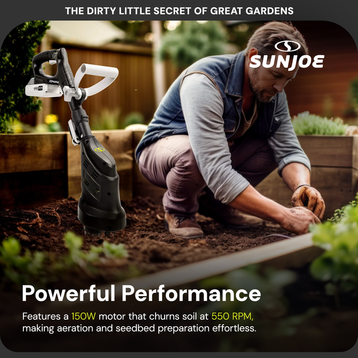 Sun Joe 24V Claw Tiller and Cultivator for Small Scale Gardening, 24V-CTLR-LTE