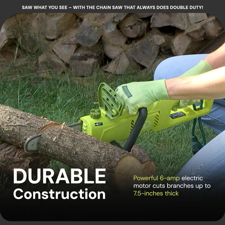 Sun Joe 8" Electric Convertible Pole Chain Saw, 2-in-1 Cutting Tool(Open Box)