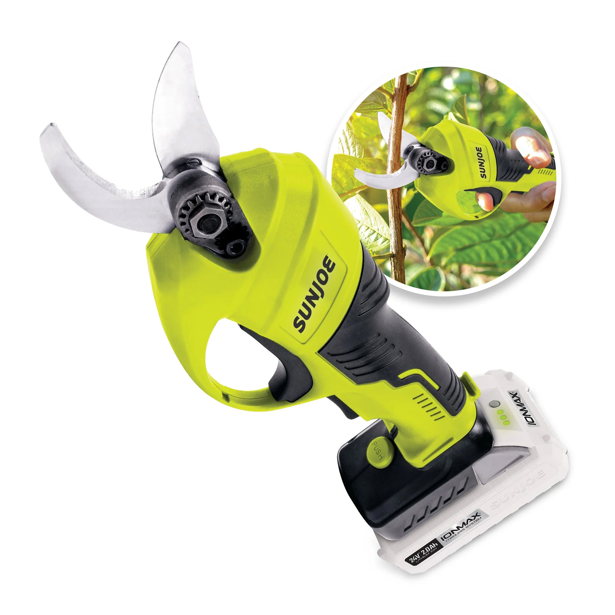 Sun Joe 24V Cordless Handheld Pruner with Battery and Charger, 80W (Open Box) - VMInnovations