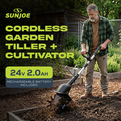 Sun Joe 24V Cordless Garden Tiller Cultivator Accessory Kit, Black, 24V-TLR-LTE