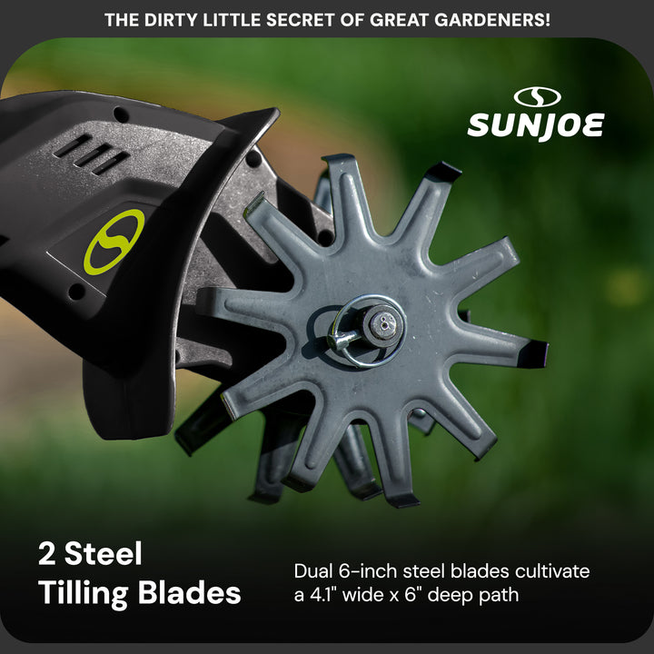 Sun Joe 24V Cordless Garden Tiller Cultivator Accessory Kit, Black, 24V-TLR-LTE