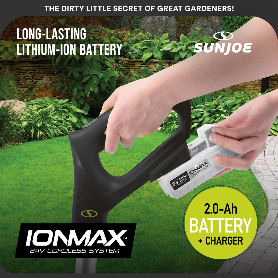 Sun Joe 24V Cordless Garden Tiller Cultivator Accessory Kit, Black (Open Box)