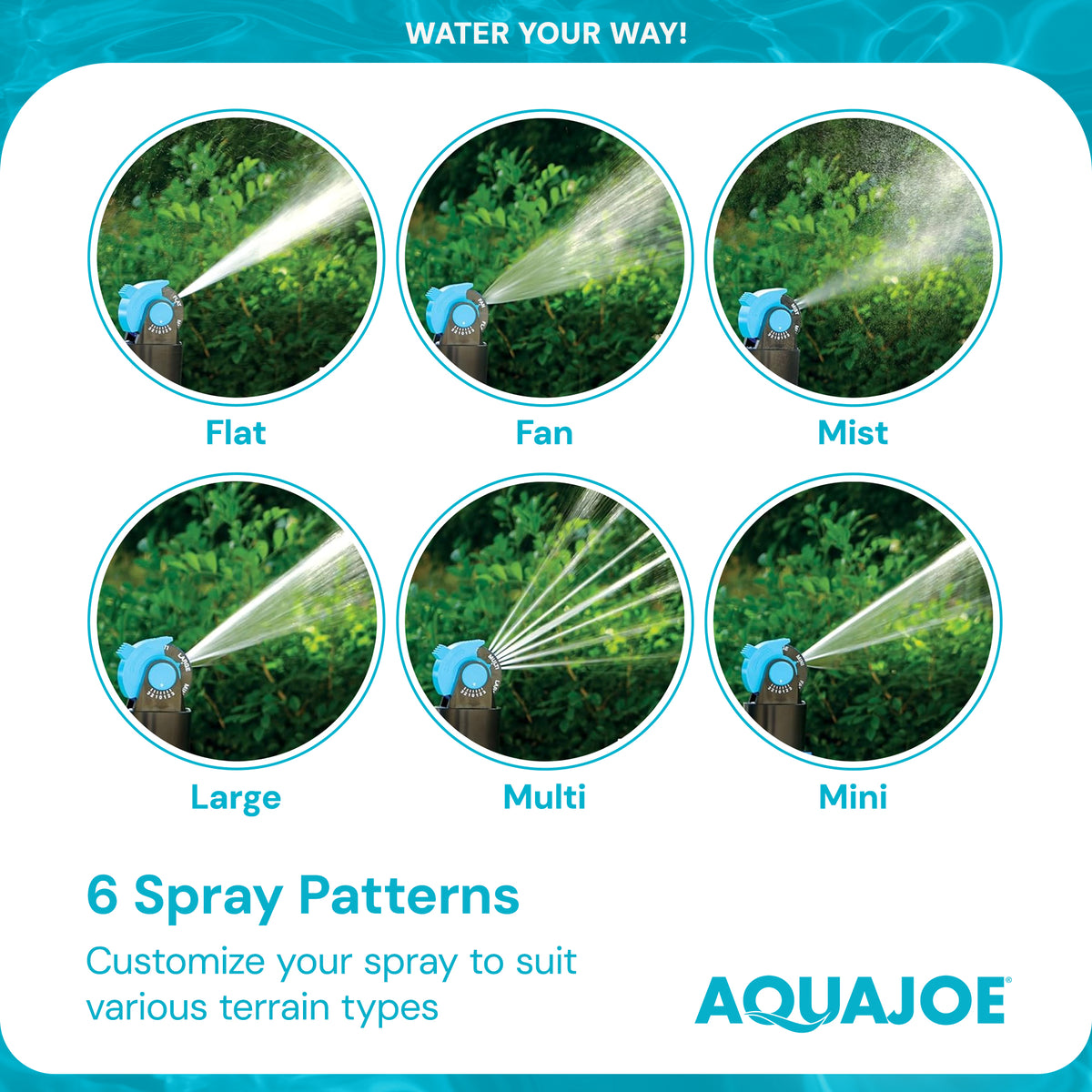 Aqua Joe Adjusting Tripod Sprinkler Mister, 6 Pattern, Telescoping, AJ-6PSTB-MAX - VMInnovations