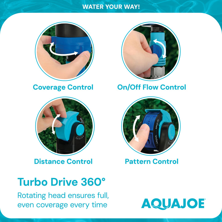 Aqua Joe Adjusting Tripod Sprinkler Mister, 6 Pattern, Telescoping, AJ-6PSTB-MAX