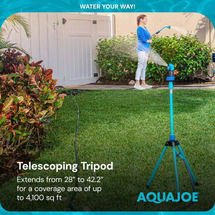 Aqua Joe Adjusting Tripod Sprinkler Mister, 6 Pattern, Telescoping (Open Box)