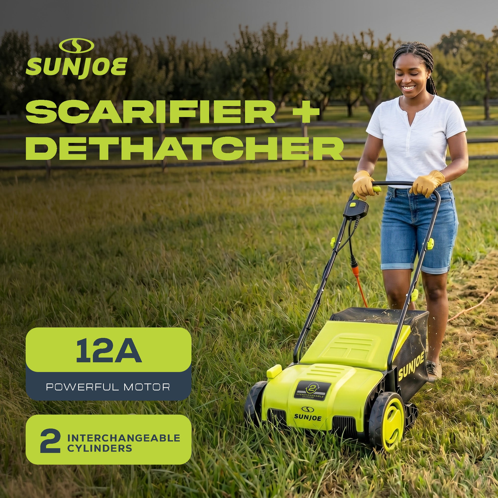 Sun Joe 12.6-Inch Electric Lawn Dethatcher and Scarifier, AJ798E (Open Box)