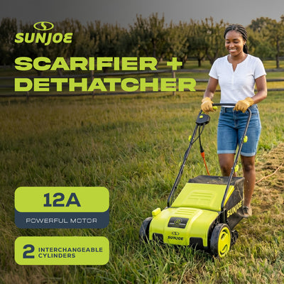 Sun Joe 12.6-Inch Electric Lawn Dethatcher and Scarifier, AJ798E (Open Box)