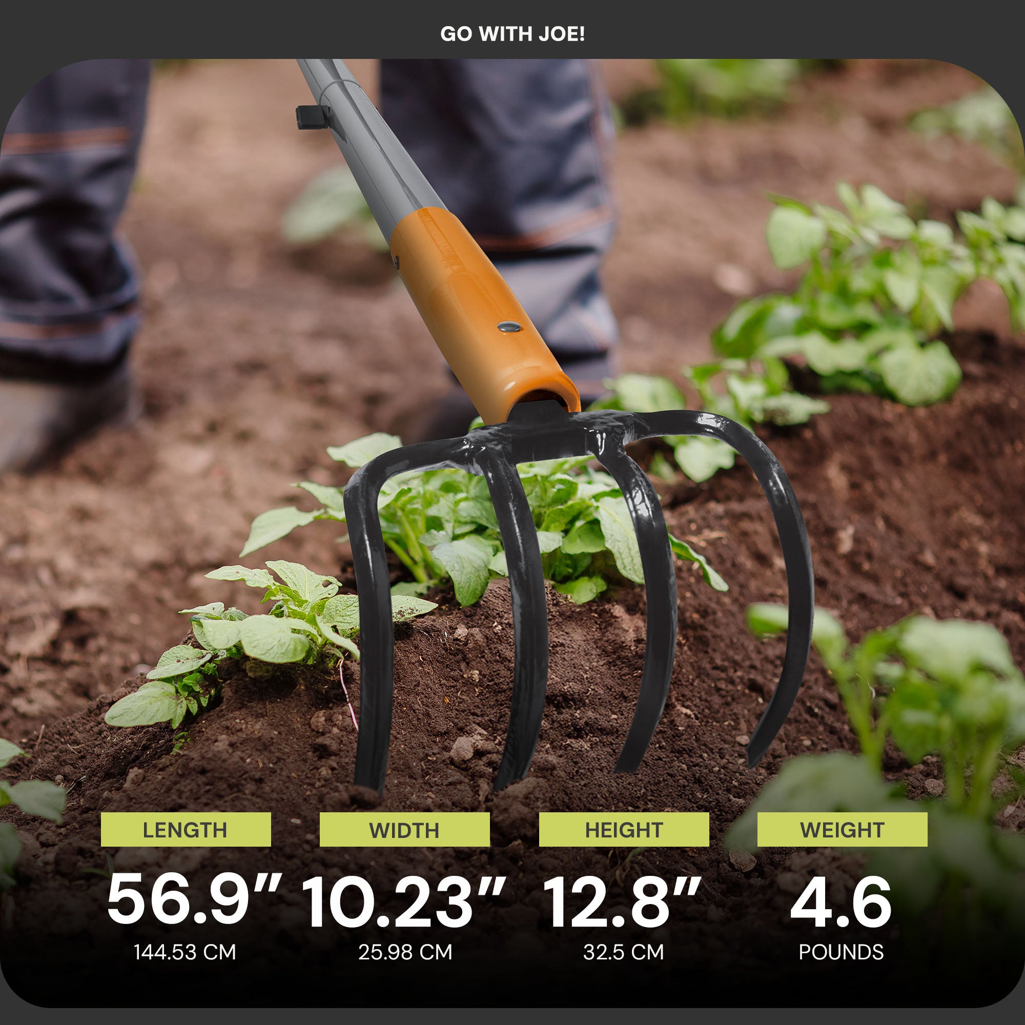 ErgieShovel 54" Ergonomic Cultivator, 4-Tine Garden Tool,D-Grip Handle(Open Box)