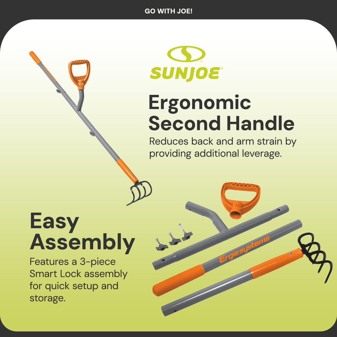 ErgieShovel 54" Ergonomic Cultivator, 4-Tine Garden Tool, D-Grip Handle, CLTV45