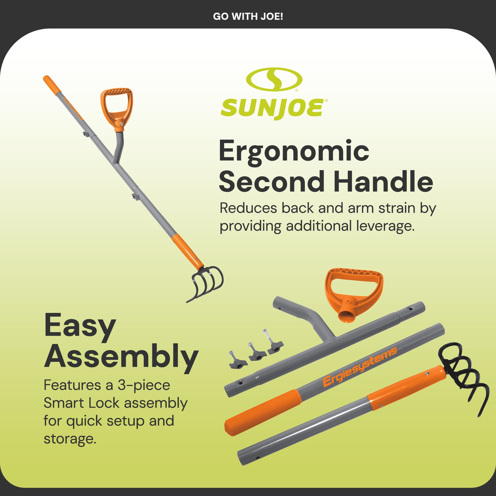 ErgieShovel 54" Ergonomic Cultivator, 4-Tine Garden Tool,D-Grip Handle(Open Box)