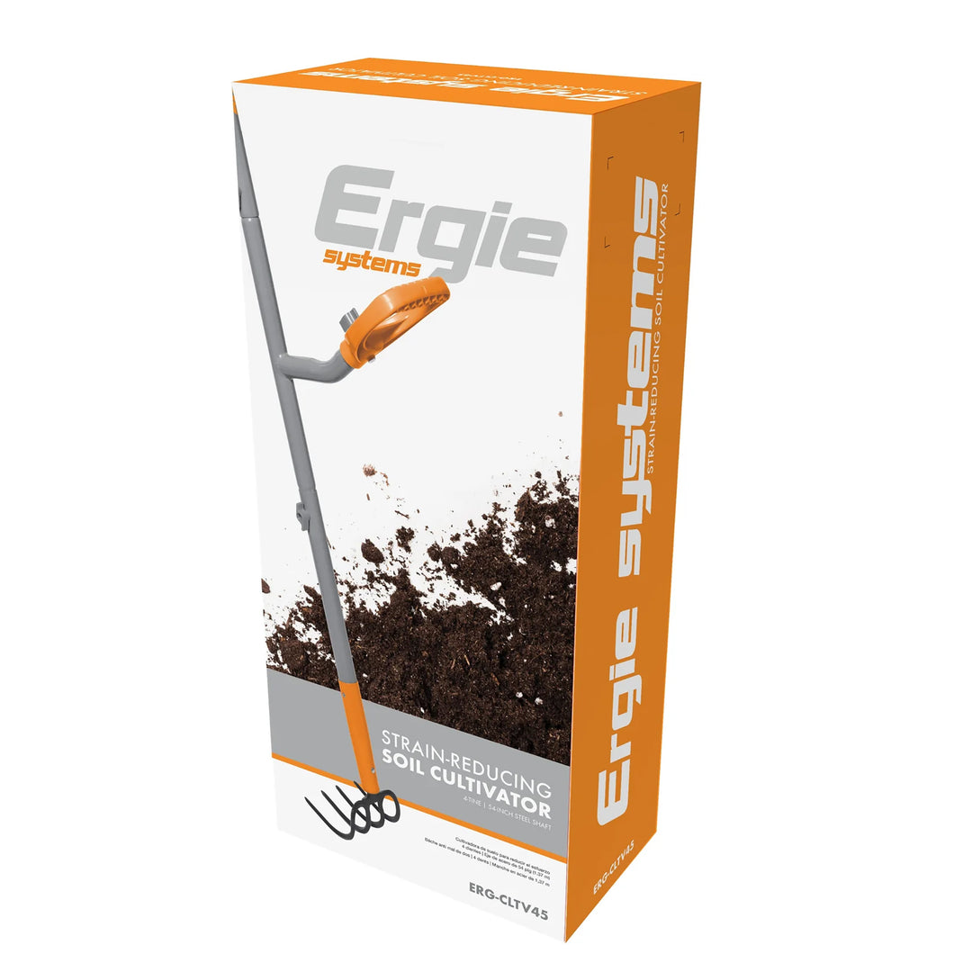 ErgieShovel 54" Ergonomic Cultivator, 4-Tine Garden Tool, D-Grip Handle, CLTV45