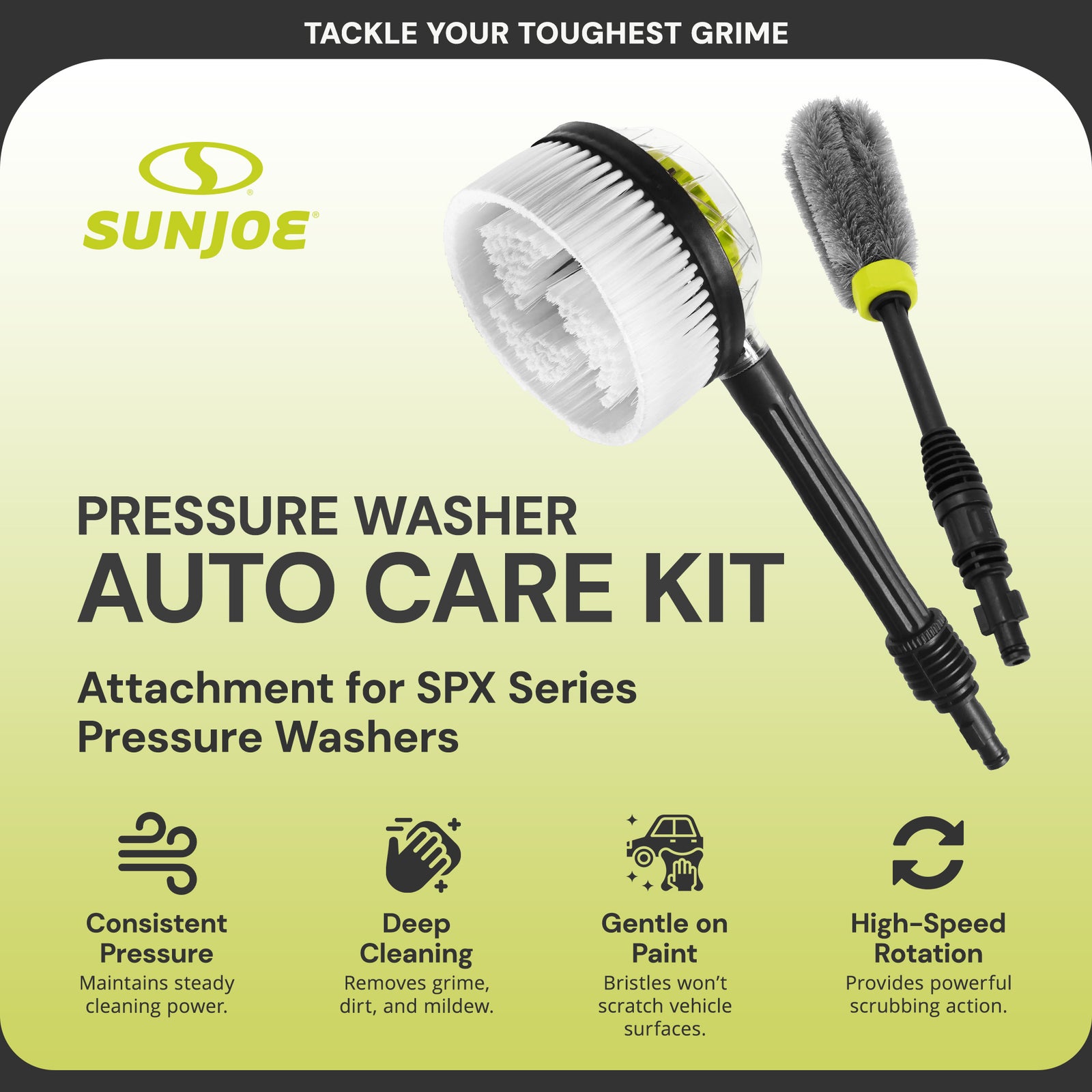 Sun Joe Car Cleaning Accessory Kit Pressure Washer Brush Set for SPX Series, CCK - VMInnovations