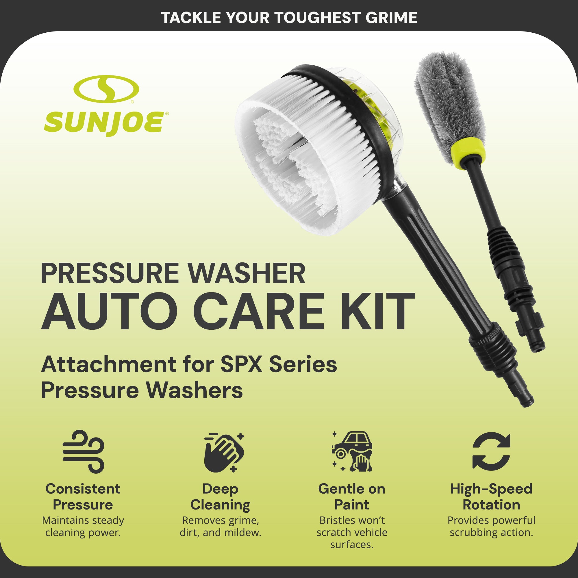 Sun Joe Car Cleaning Accessory Kit Pressure Washer Brush Set for SPX Series, CCK