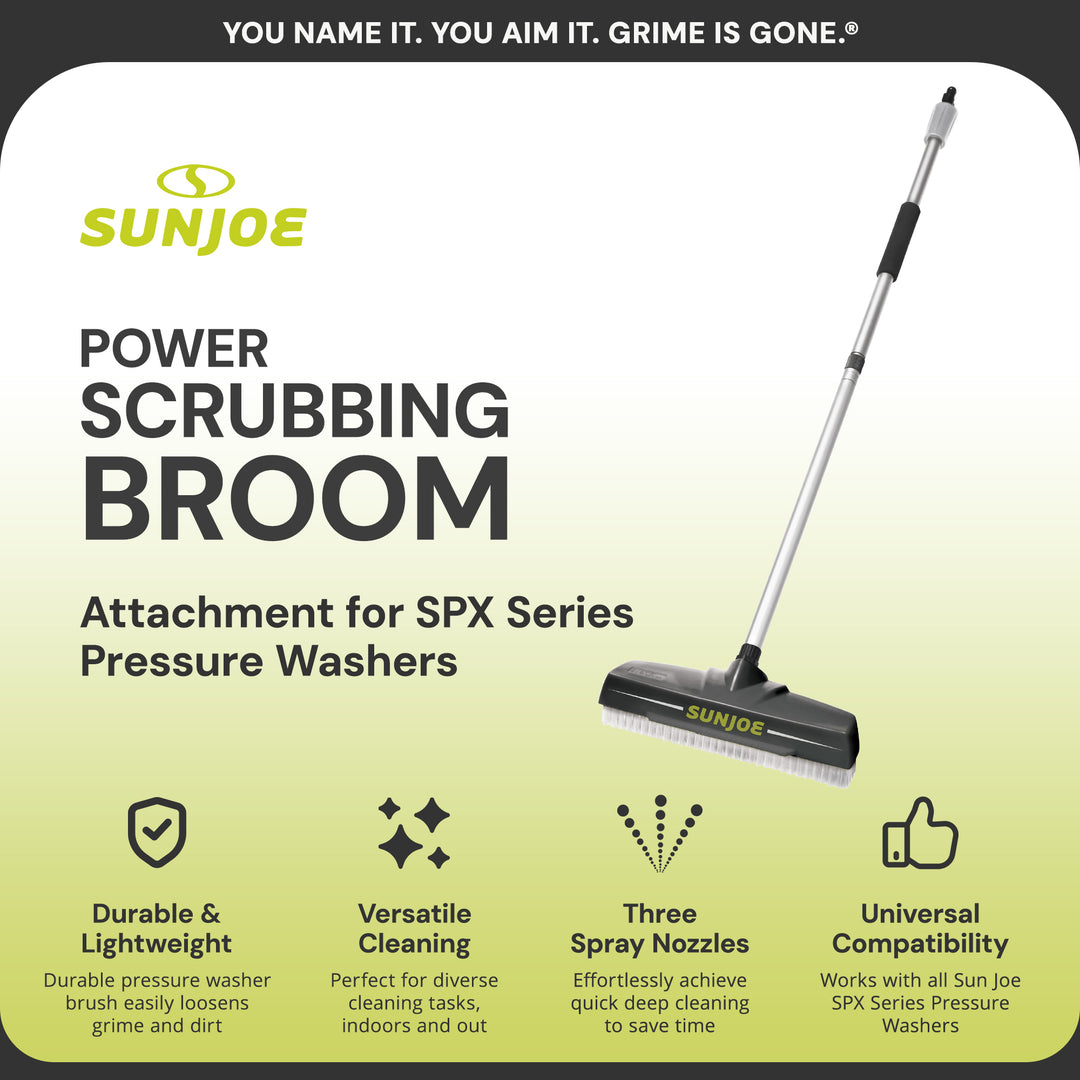Sun Joe Power Scrubber Broom Long Handle Pressure Washer Attachment, SPX-PWB1