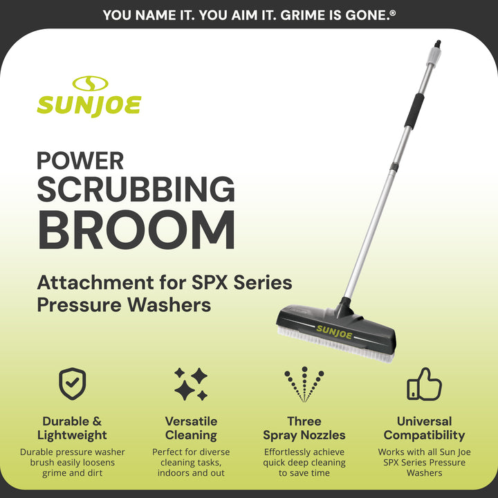Sun Joe Power Scrubber Broom Long Handle Pressure Washer Attachment, SPX-PWB1